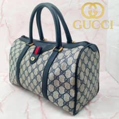 GUCCI グッチ GG柄 ミニボストンバッグ シェリーライン ネイビー PVC GUCCI グッチ GG柄 ミニボストンバッグ シェリーライン ネイビー PVC