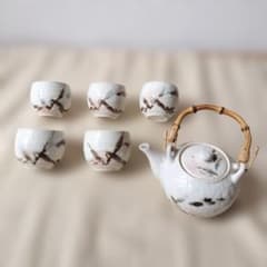 志野焼　義山作　茶器セット 急須 湯呑み 5客のサムネイル
