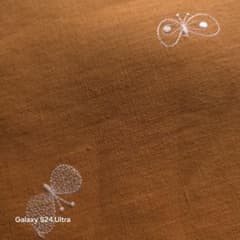 刺繍入り リネン生地 マスタードカラーのサムネイル
