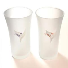 たち吉　一口ビール　グラス　ペア　花柄ショットグラス　冷酒などにも　２個のサムネイル
