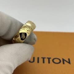 極美品 ルイヴィトン ラウンドリング LV フラワー ロゴ ゴールド