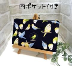フラットポーチ 内ポケット付き F1062 なかよしセキセイインコ