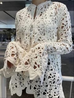 Ameri UND VELOUR LACE PEPLUM KNIT TOP - メルカリ