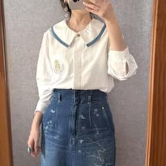 ヴィンテージ レトロ古着 エンブレム刺繍ラウンドセーラーカラー 