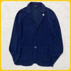 美品 LARDINI ニット テーラード ジャケット 2B ブートニエール XS 