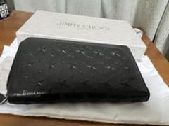 【美品】ジミーチュウ 長財布 スター ラウンドファスナー レザー メンズ 黒のサムネイル