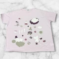 ムーミン キャラクター大集合 半袖チュニックTシャツ ライトピンク 4L〜5L