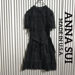 00s archive アナスイ 漆黒レース ティアードワンピ黒薔薇USA
