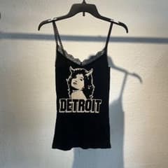 Hysteric glamour プリント ブラックレース キャミソール y2k - メルカリ