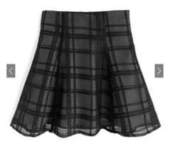 インパン裏地付きチェック柄フレアミニスカート