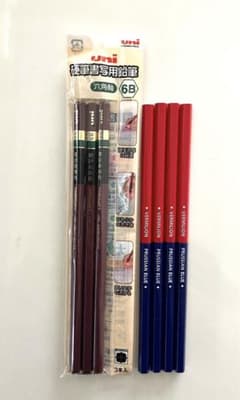 硬筆用(六角軸)6B&赤青えんぴつ7本セットのサムネイル