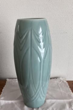 青緑色 陶器製 花瓶 筒型 - メルカリ
