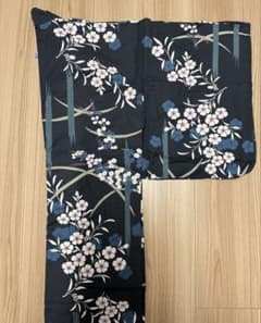 撫松庵】浴衣 濃いネイビーに撫子模様 - メルカリ