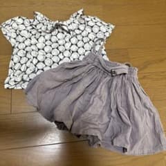 ハンドメイド吊りスカート&ブラウスセット　90cmのサムネイル
