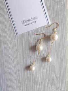 シンプル♡2連パールのピアス/イヤリング◆Liandletie◆のサムネイル