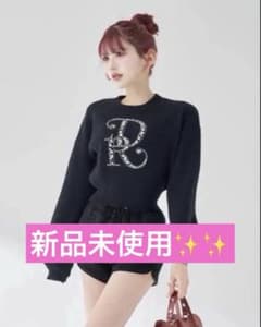 darich ダーリッチ DRビジューボリュームリブニットトップス ブラック