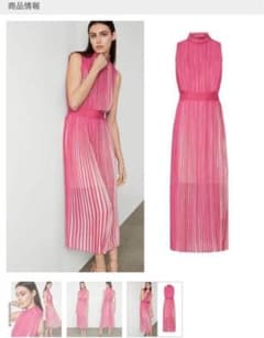 BCBGMAXAZRIA プリーツ ミディ丈ドレス ピンク - メルカリ