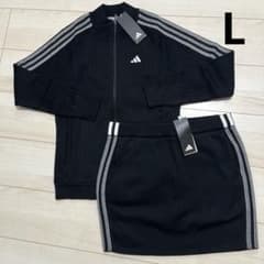 新品 アディダス ゴルフ 防風 ニット ジャケット／スカート 上下 L 黒 