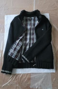 BURBERRY BLACK LABEL ファー付きニットブルゾン - メルカリ
