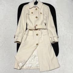 Burberry バーバリー ロングコート ノバチェック ウール アイボリー M 