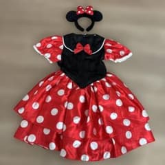 ミニーマウス風ドレスとヘッドバンドセット　ディズニー袋付きのサムネイル