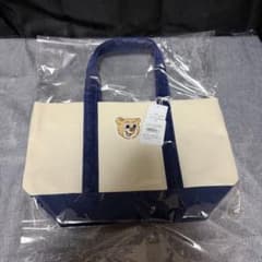 フェイラー オールドテディ トートバッグ アイボリー×ネイビー Lサイズ