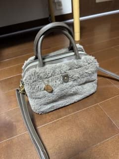 2WAY ファー ショルダーバッグ ハンドバッグ ブラウンのサムネイル