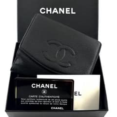 極美品✨国内正規品】シャネル 財布 ココステッチ キャビア Wホック 二