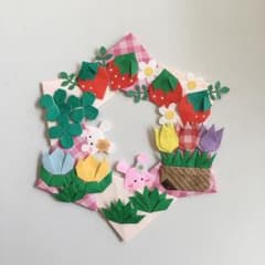 折り紙 リース 壁面飾り 保育 施設 いちご チューリップ うさぎ - メルカリ