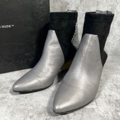 ユナイテッドヌード Jacky Bootie 35 シルバー レザーブーツ