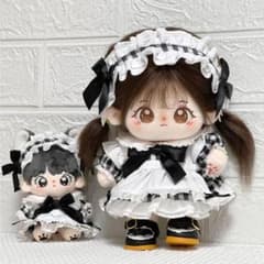 着せ替え ぬいぐるみ服 20cm メイド ドレス チェック-B1503