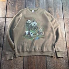 古着 USA製 80s アニマルプリント スウェット パンダ ラスベガス L 