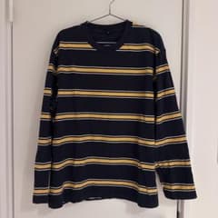 UNIQLO ユニクロ ボーダー ロンT長袖 Tシャツ 紺　XLのサムネイル