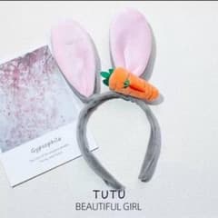 うさ耳カチューシャ　にんじんマスコット　ハロウィン　うさぎ　イベント　仮装のサムネイル
