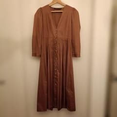 【秋物美品】МサイズZARA WOMAN ブラウン ロングシャツワンピースのサムネイル