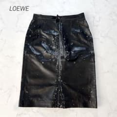 LOEWE 로에베 가죽 스커트 무릎 길이 블랙 40 빈티지