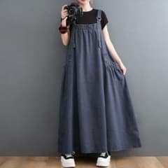 夏服セール中✨ デニム サロペット ワンピース ロング丈のサムネイル