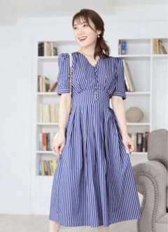 ストライプ フィット＆フレア ワンピース Liala PG リアラのサムネイル
