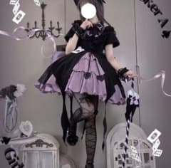 トランプ柄 ゴスロリ コスプレ衣装 ブラック×パープルのサムネイル