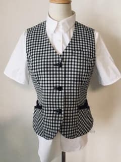 中古Folk11号ベスト/FV35818/白黒チェック柄/OL事務服のサムネイル