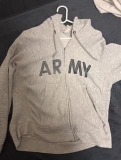 グレー フロントジッパー パーカー "ARMY"のサムネイル