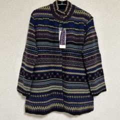 M&KYOKOエムアンドキョウコ ニットコート ジャカード幾何柄 エム アンド キョウコ カシミヤ100％ 多色ジャガード ニットコート