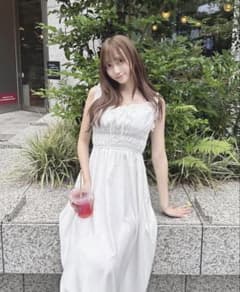 charme 셔링 플레어 원피스 화이트