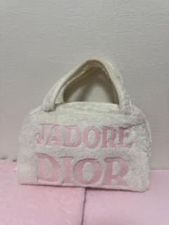 JADORE DIOR パイル地 ハンドバッグ ホワイト ピンク JADORE DIOR パイル地 ハンドバッグ ホワイト ピンク - メルカリ
