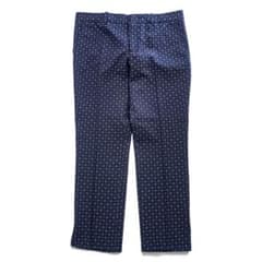 GUCCI イタリア製 スラックス ドレスパンツ L ネイビー 総柄 小紋 