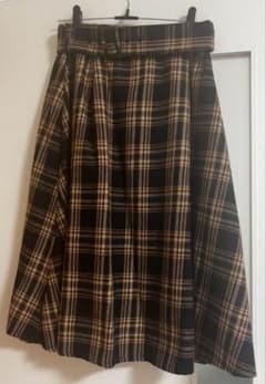 ベルト付き チェック ロングスカートのサムネイル