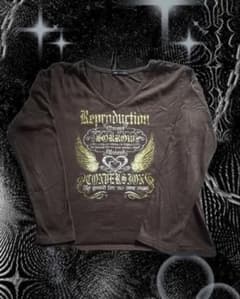 LIGHT HEARTED ブラウン Vネック長袖Tシャツのサムネイル