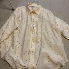 H&M ドット柄 長袖シャツ クリーム色 Lサイズのサムネイル
