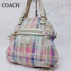 COACH コーチ ポピー シグネチャー マルチカラー マドラスチェック COACH コーチ ポピー シグネチャー マルチカラー マドラスチェック