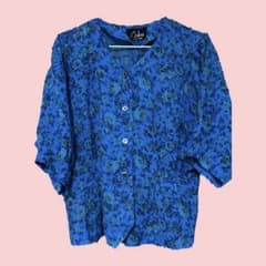 青の薔薇のトップス　古着のサムネイル